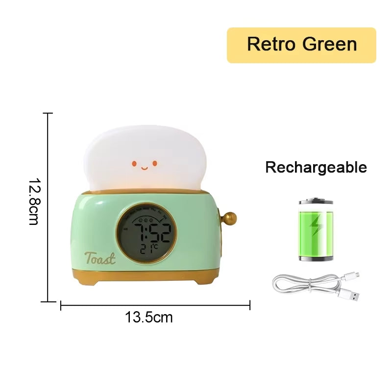 LED Deco Night Light Rechargeble Clock Bread Maker Lights Bedroom Living Room Atmosphere Lamps Home Interior Bedside Table Lamps