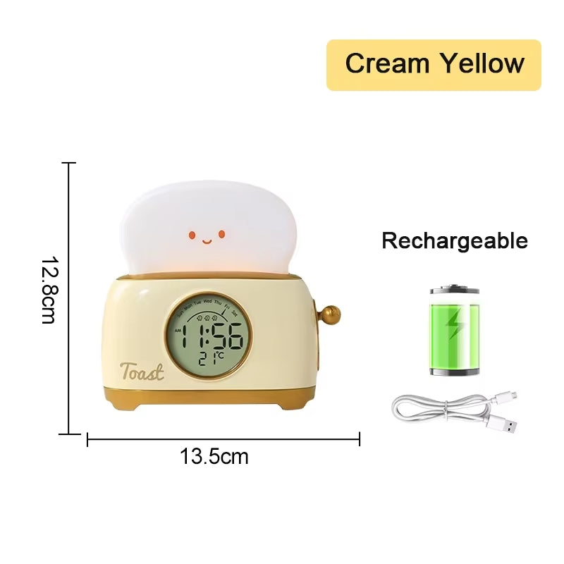 LED Deco Night Light Rechargeble Clock Bread Maker Lights Bedroom Living Room Atmosphere Lamps Home Interior Bedside Table Lamps