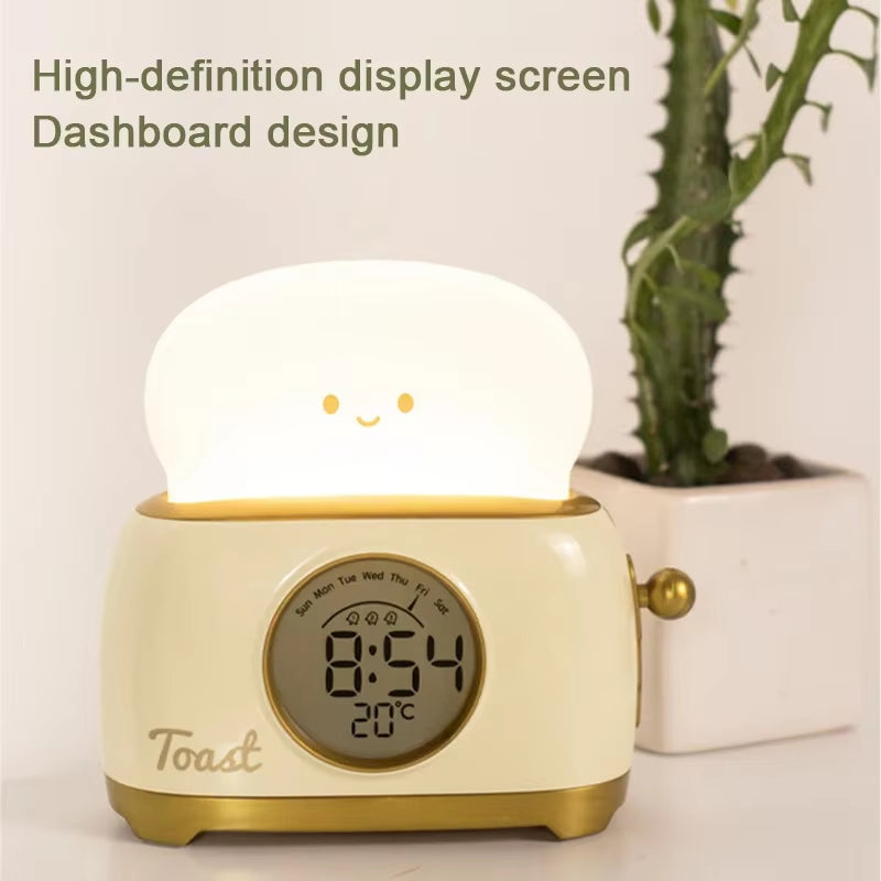 LED Deco Night Light Rechargeble Clock Bread Maker Lights Bedroom Living Room Atmosphere Lamps Home Interior Bedside Table Lamps