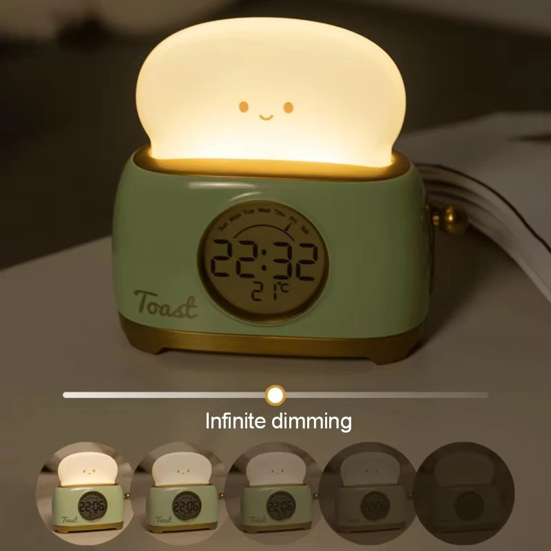 LED Deco Night Light Rechargeble Clock Bread Maker Lights Bedroom Living Room Atmosphere Lamps Home Interior Bedside Table Lamps