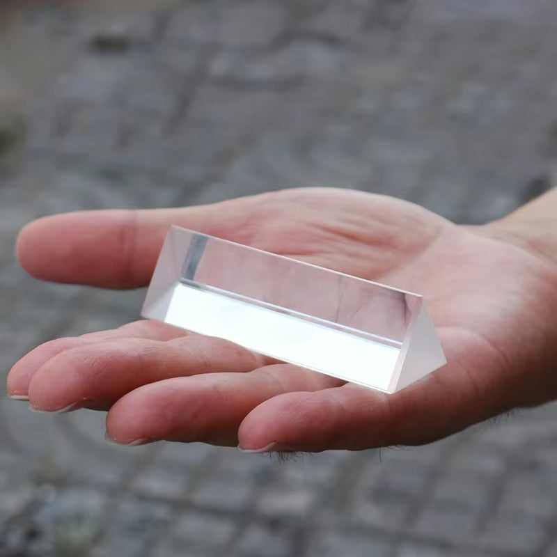 25X25X80Mm Triangular Prism BK7 Optical Prisms Glass Physics Teaching Refracted Light Spectrum Rainbow Children Students Present