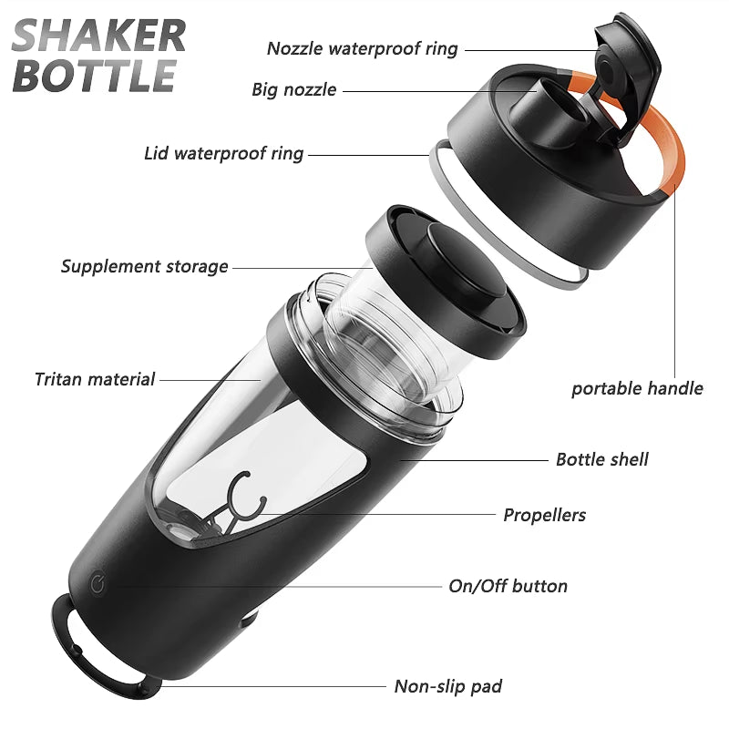 700Ml New USB Electric Protein Shaker Bottle Portable Rechargeable Blender Cup Multipurpose 650Ml Mixing Cups for Fitness