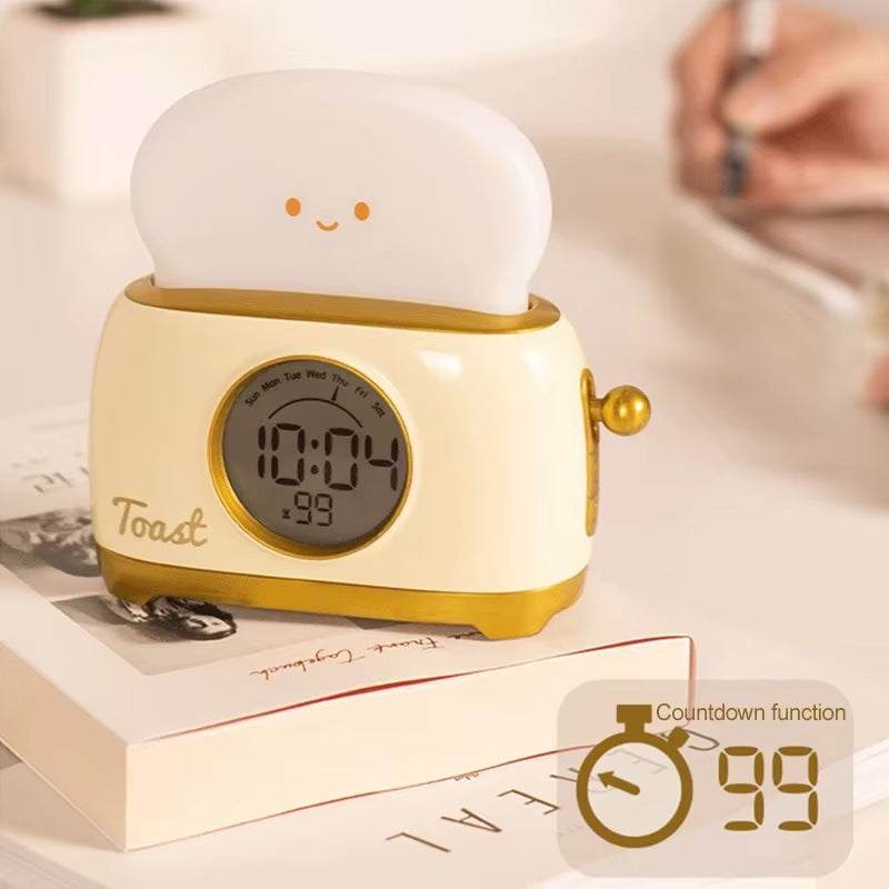 LED Deco Night Light Rechargeble Clock Bread Maker Lights Bedroom Living Room Atmosphere Lamps Home Interior Bedside Table Lamps